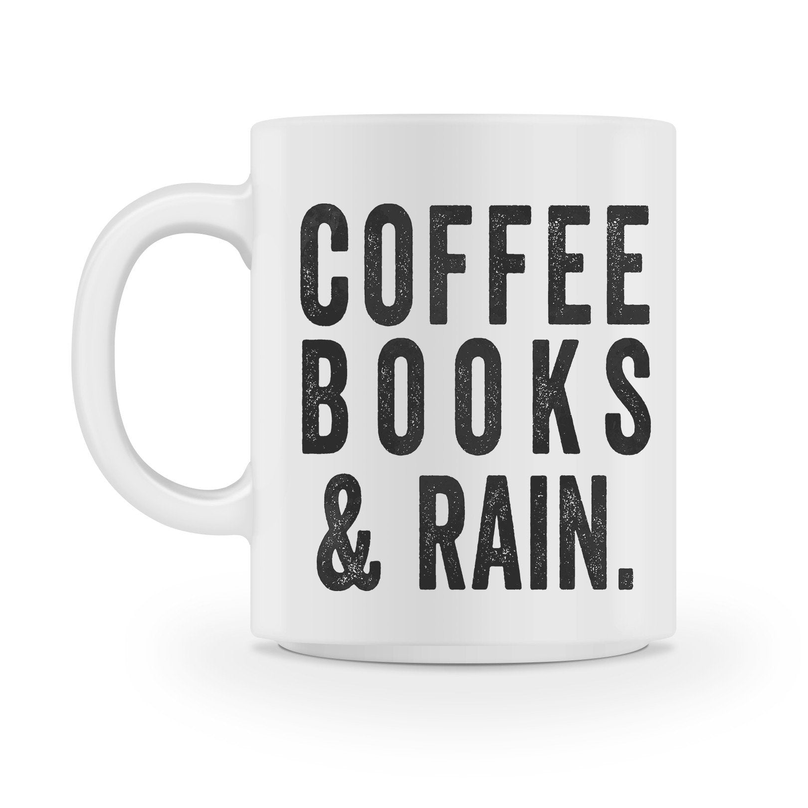 coffee books and rain coffee mug - Shirtoopia