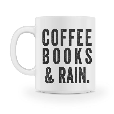 coffee books and rain coffee mug - Shirtoopia