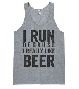 i run because i really like beer athletic workout tank top shirt - Shirtoopia