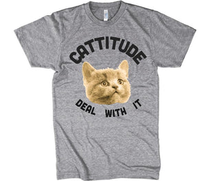 cattitude deal with it cat t-shirt - Shirtoopia