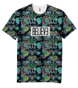 Believe UFO Neon Holographic T-Shirt - Shirtoopia