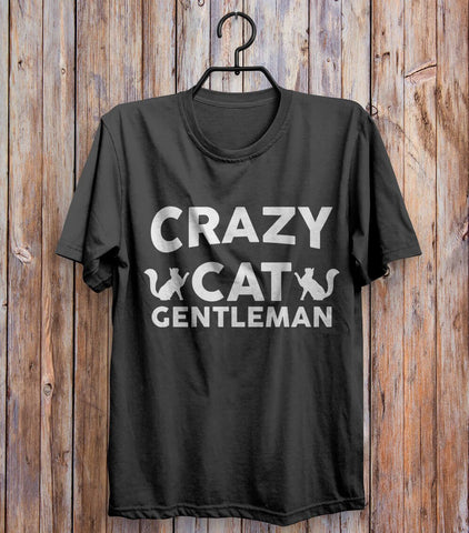 Crazy Cat Gentleman T-shirt Black 