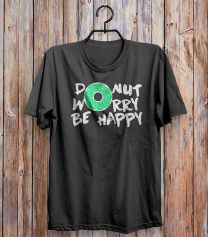 Donut Worry Be Happy T-shirt Black 
