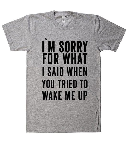 i`m sorry for what i said when you tried to  wake me up t shirt - Shirtoopia