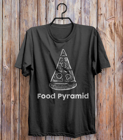 Food Pyramid Pizza Slice T-shirt Black 