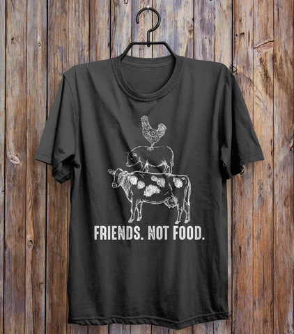 Friends Not Food Vegan T-shirt Black 