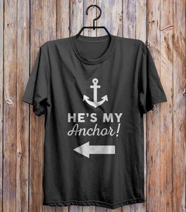 He's My Anchor Left Arrow T-shirt Black 