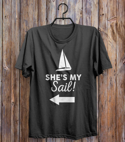She's My Sail! Left T-shirt Black 